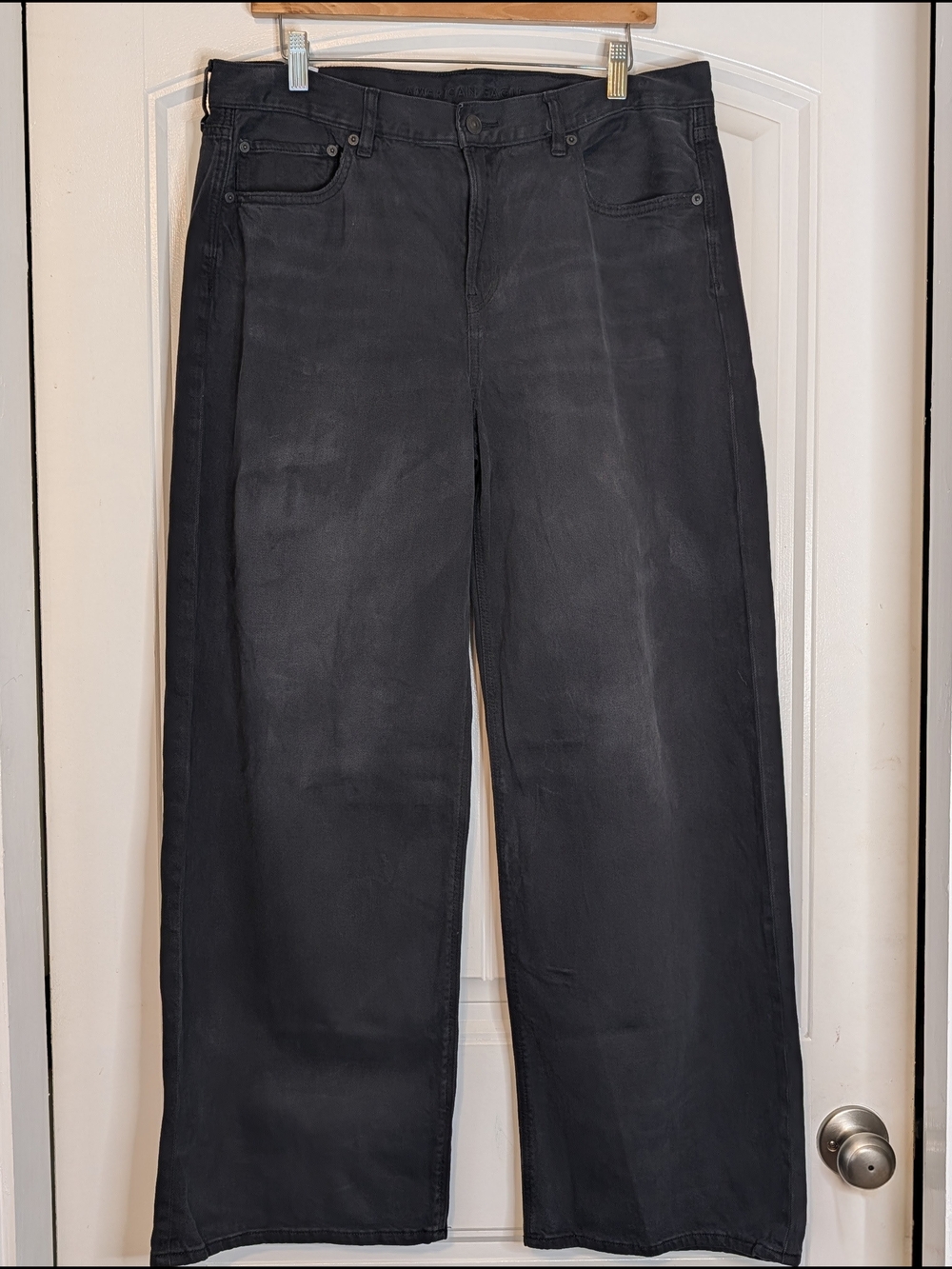 American Eagle Black Denim Low Rise Baggy Skater Jeans